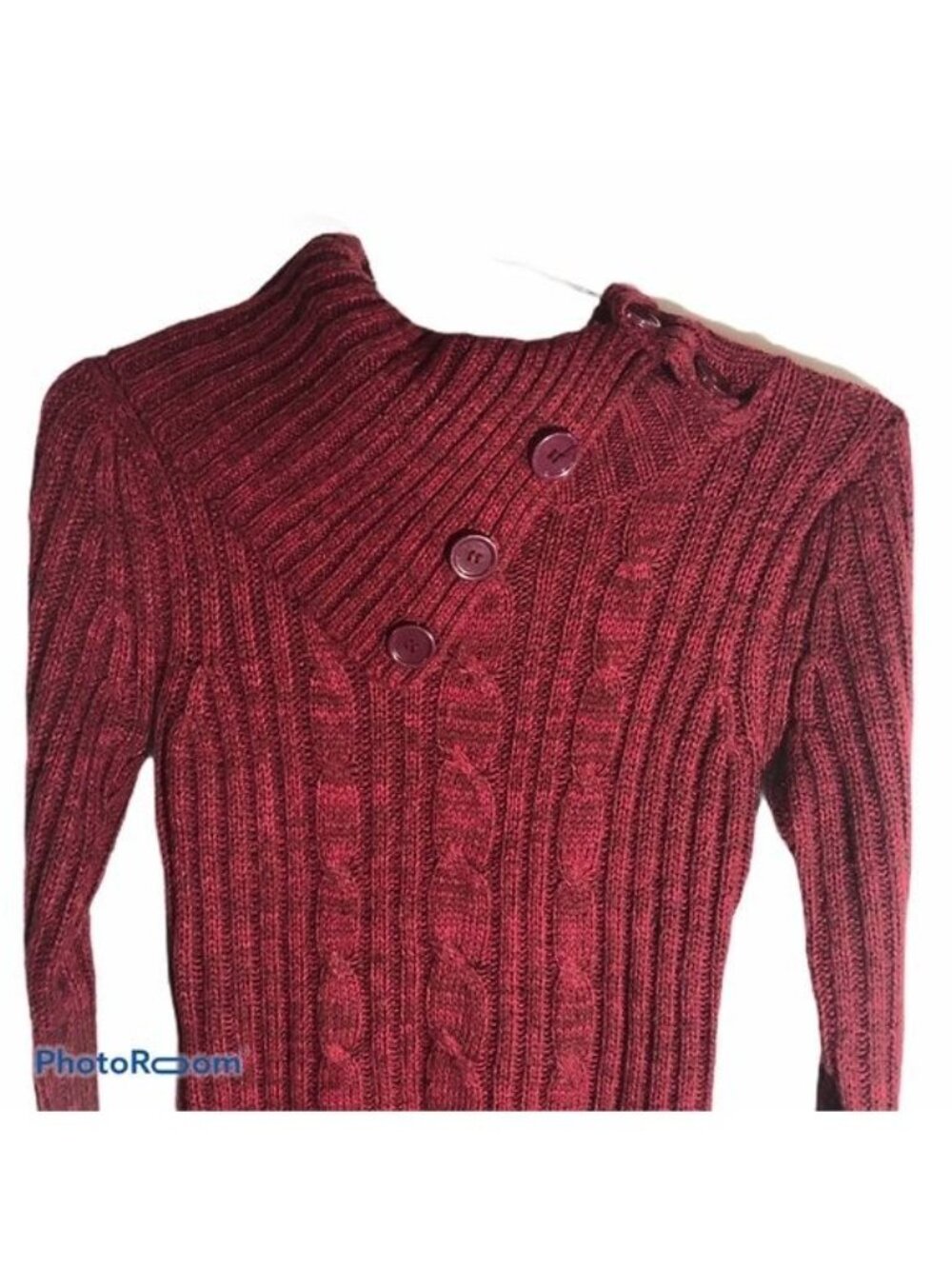 love change cowl neck purple pink knit sweater long sleeve knit button neck READ - Picture 4 of 7